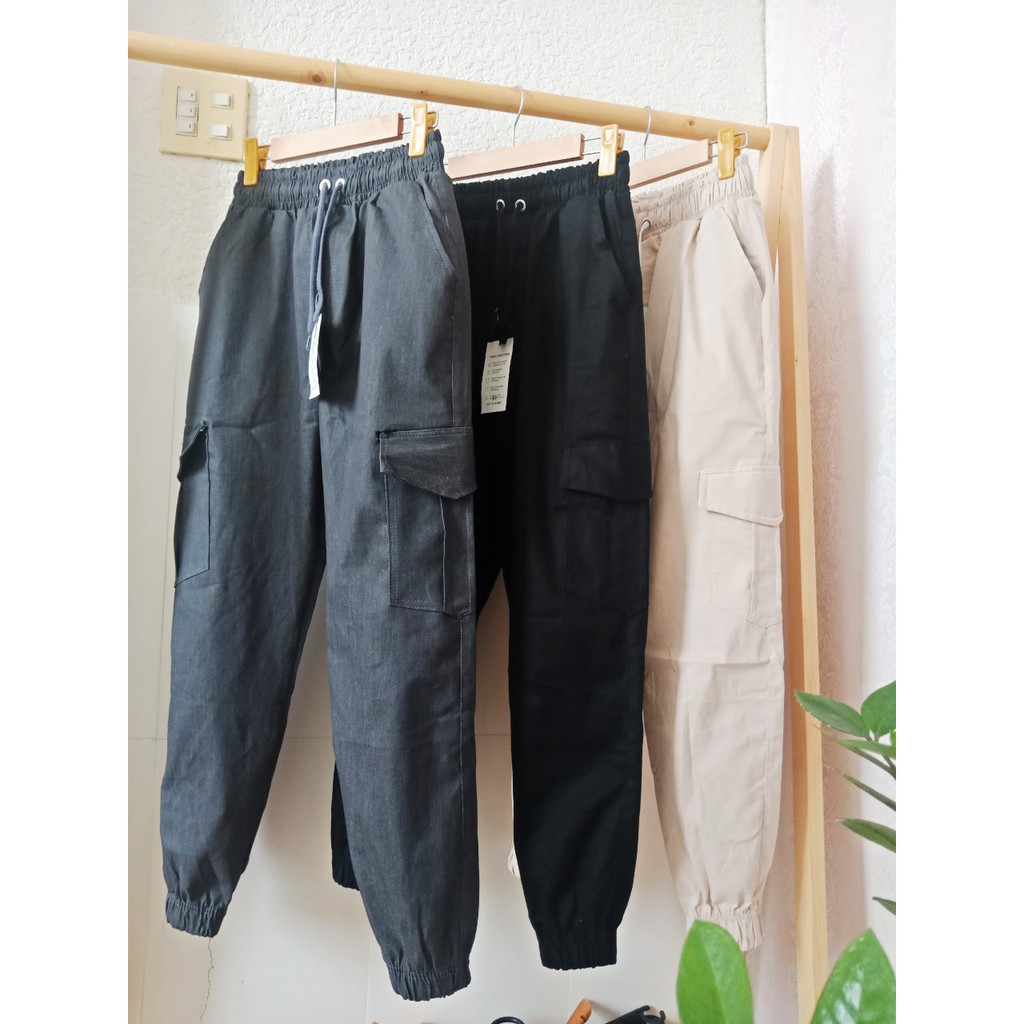 SALE HẾT MẪU - Quần jogger túi hộp lưng rút dây vải kaki co giãn