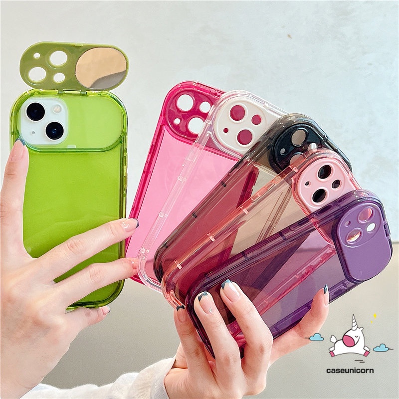 Ốp Điện Thoại Nắp Lật Mặt Gương Màu Trơn Kiêm Giá Đỡ Cho IPhone 14 Pro Max 14 Plus 12 13 Pro Max 13Pro 14Pro 12Pro Max