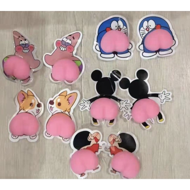 Miếng dán gương chiếu hậu chống va chạm và trầy xước hình mông ngộ nghĩnh cho xe hơi / xe máy Bộ 2 Sticker Dán Trang Trí Điện Thoại/ Tủ Lạnh Hình Chó Corgi Dễ Thương