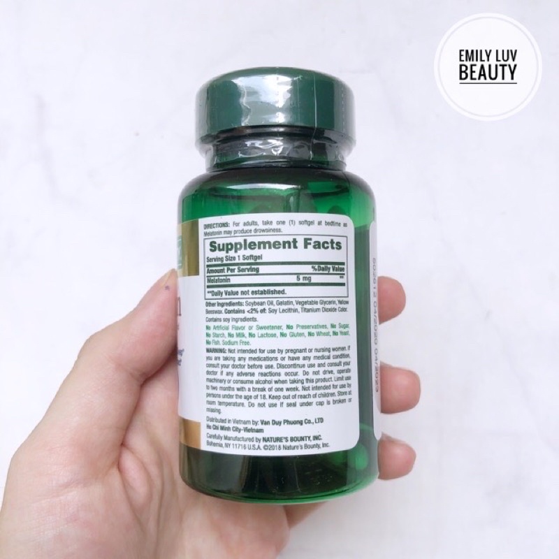 [ Phú Nhuận] Viên uống  Nature’s Bounty_Melatonin 5mg hỗ trợ giấc ngủ