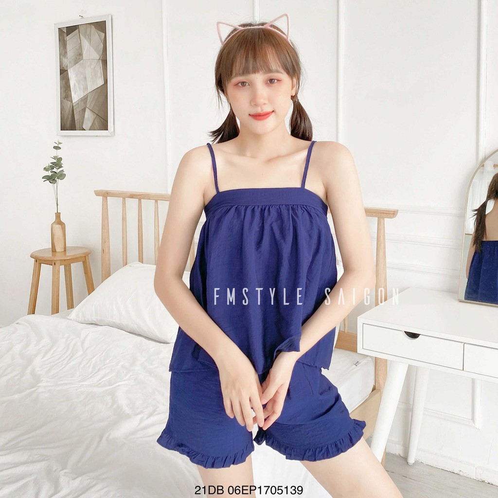 Đồ bộ áo 2 dây xòe +quần ngắn viền bèo ullzang thời trang nữ VM STYLE 21DB06EP1705