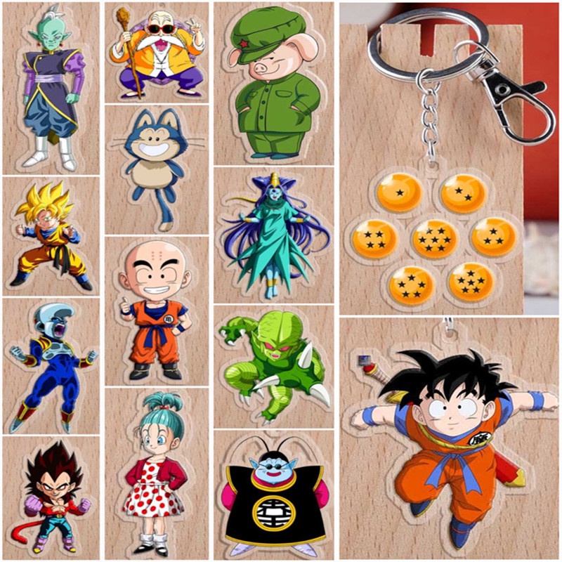 Móc Khóa Nhựa Acrylic Hình Son Goku Bulma Yamcha Anime Dragon Ball Quà sinh nhật