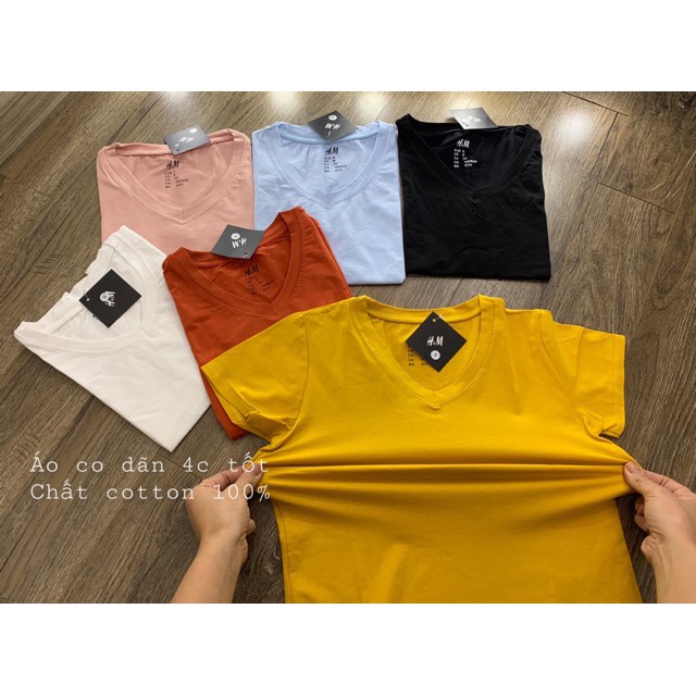 BÁN SỈ Áo phông trơn AHMI cộc tay nữ cổ tim in