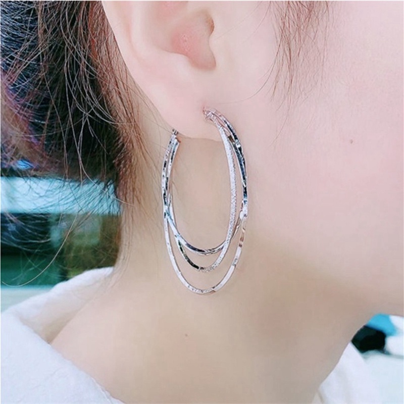 Khuyên Tai 3 Lớp Mạ Bạc 925 18K Phong Cách Lãng Mạn