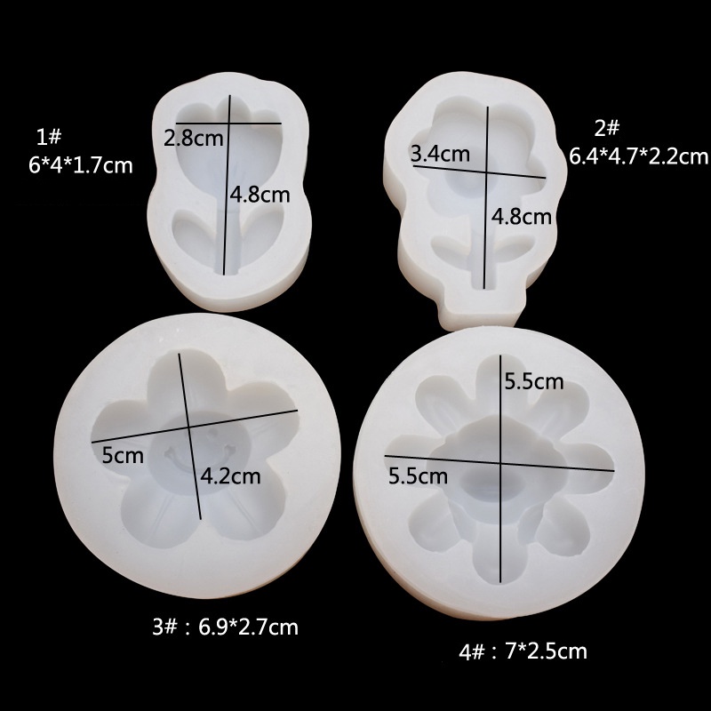 Hoạt Hình Khuôn Silicon Làm Bánh / Xà Phòng Hình Hoa Xinh Xắn