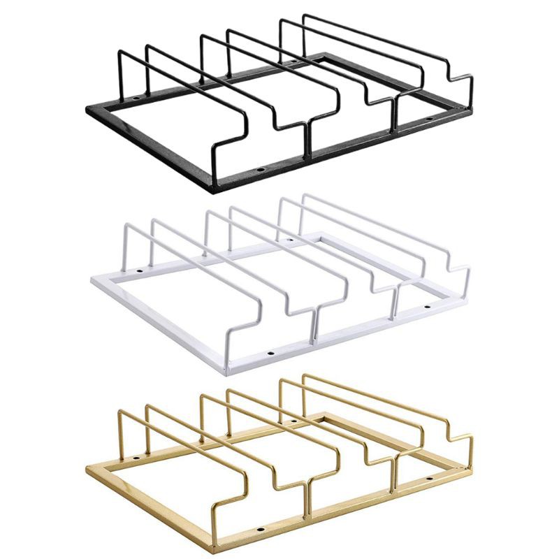 Giá treo ly rượu vang bằng kim loại ba hàng tiện lợi gắn tủ