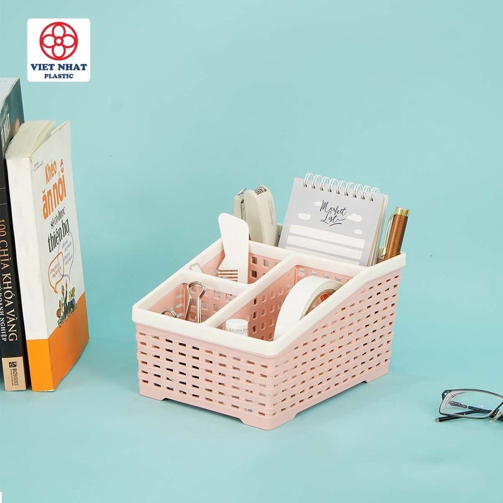Khay Tiện Ích 4 Ngăn Lớn Việt Nhật - Khay Đựng Đồ Đa Năng Loại To 20,5X15X11CM
