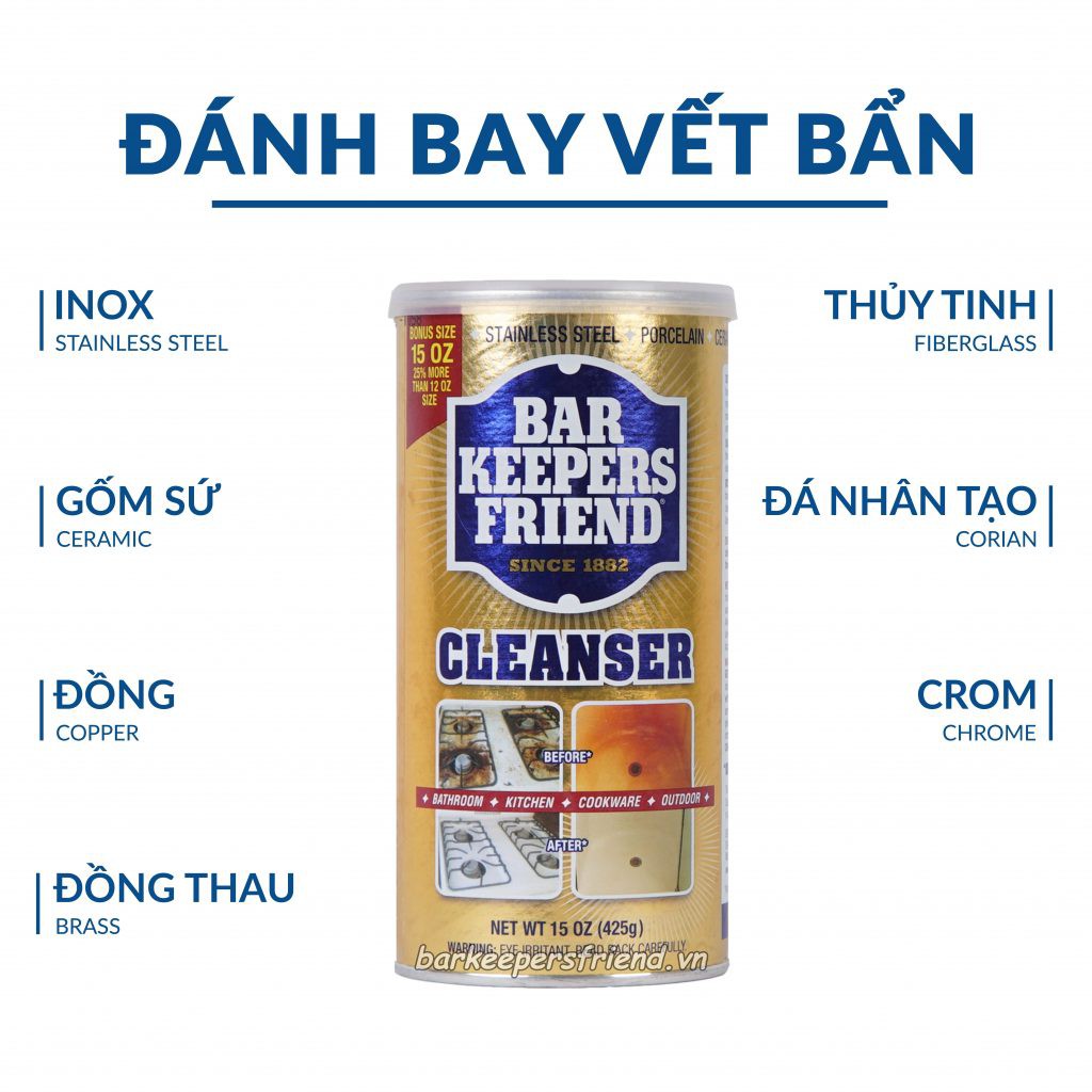 Chất Tẩy Đa Năng Bar Keepers Friend - Made in USA - BKF - Chính Hãng