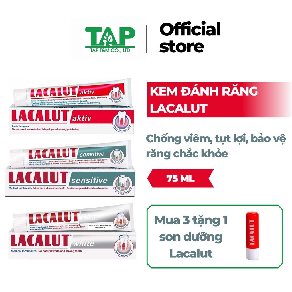 Kem Đánh Răng Lacalut Làm Trắng Răng Vượt Trội Bảo Vệ Men Răng Giảm Ê Buốt Hàng Nhập Khẩu Đức