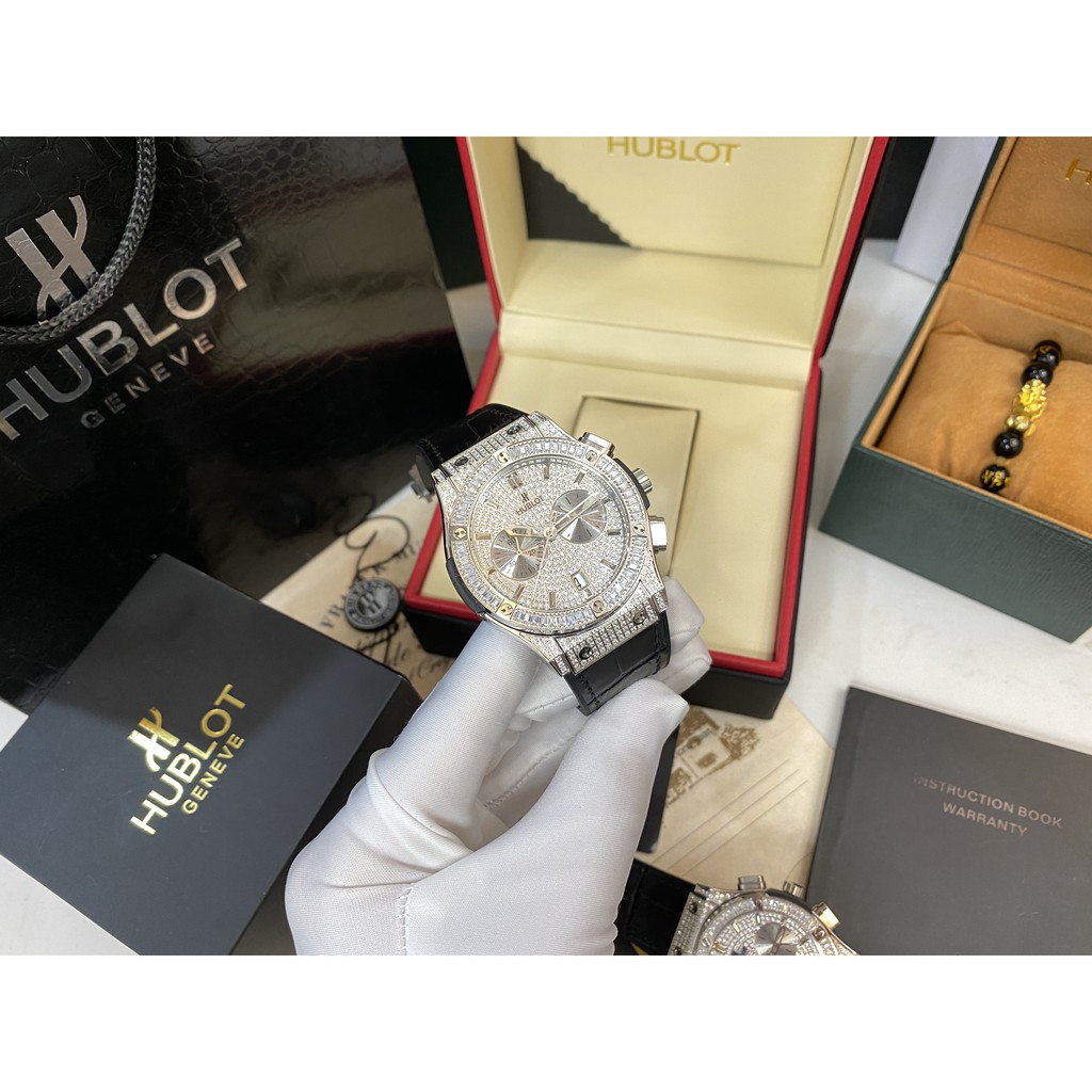 Đồng hồ nam Hulo full box đính đá cao cấp dây cao su chống nước DH208 shop106 | BigBuy360 - bigbuy360.vn