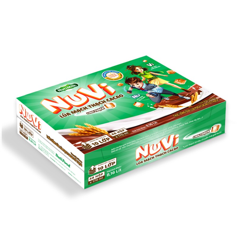 Thùng 48 Hộp NuVi Sữa Lúa Mạch Thạch Cacao/ Sữa Chua Thạch Dâu/ Sữa Trái Cây Thạch Cam 170ml - NUTIFOOD - YOOSOO MALL