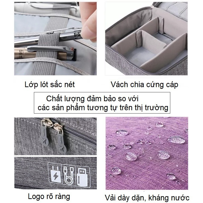 Túi đựng phụ kiện công nghệ, cáp sạc pin dự phòng, mỹ phẩm chống sốc chống thấm đi du lịch