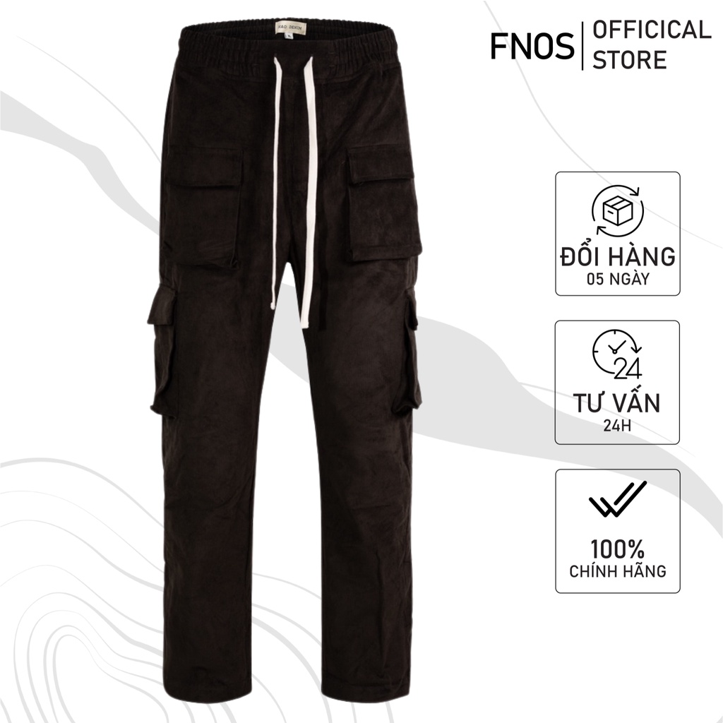 Quần ống rộng nam streetwear cao cấp FNOS CP3 màu nâu form regular chất nhung dày mịn