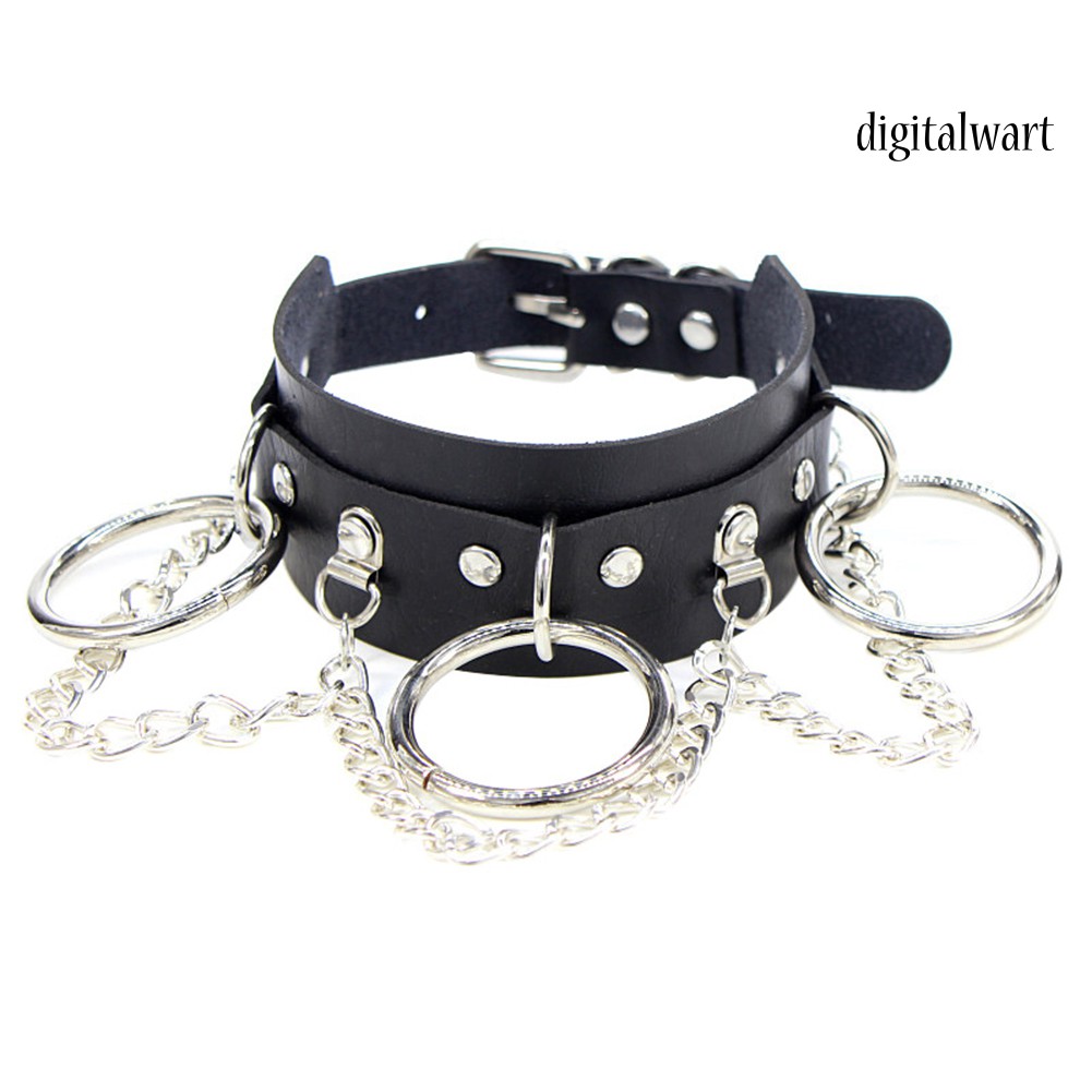 Dây chuyền choker bằng da phối vòng và dây xích tua rua phong cách punk thời trang cá tính cho nữ