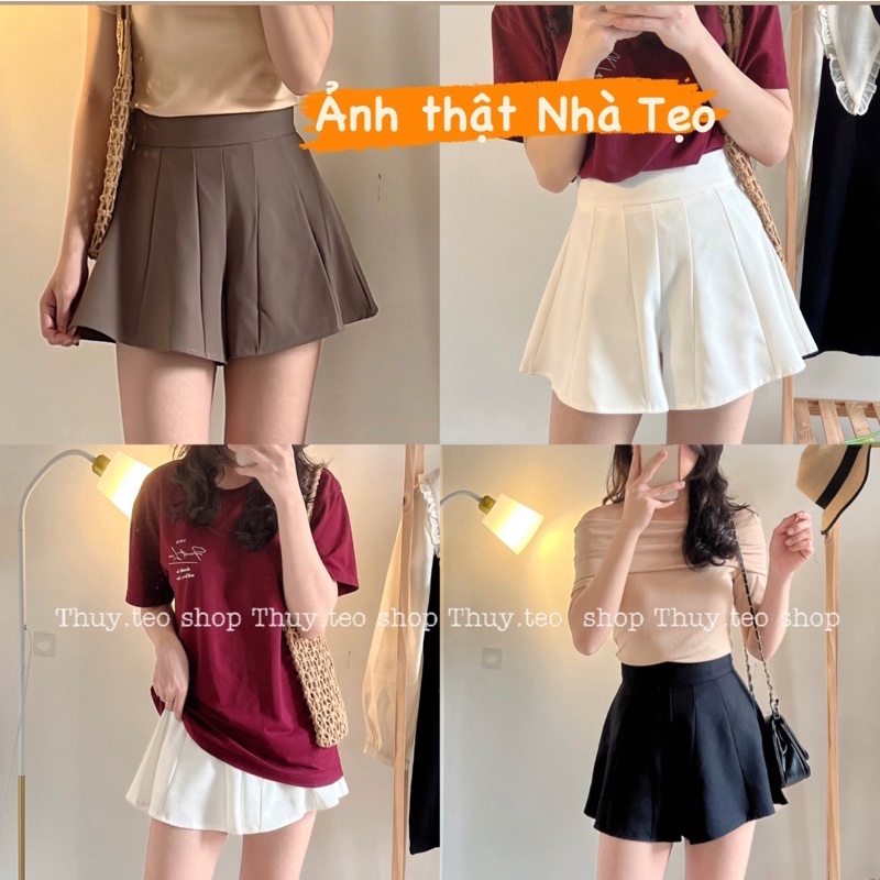 [hàng mới] QUẦN SOOC GIẢ VÁY DÁNG XOÈ CẠP PHẲNG KHOÁ SAU