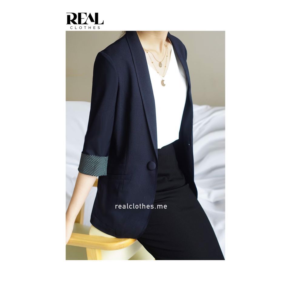 Blazer dài xanh đen_REAL