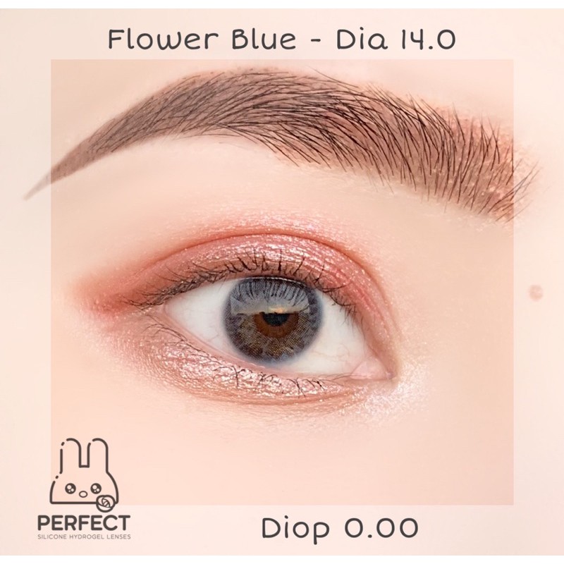 Lens Mắt , Kính Áp Tròng FLOWER BLUE Không Độ , DIA 14.0 , Cho Mắt Nhạy Cảm Giá Sale