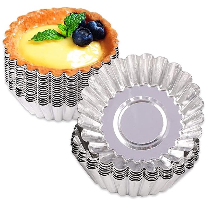 Set 10 Khuôn Thiếc Chống Dính Làm Bánh Tart Trứng / Cupcake / Hoa Quả Dễ Thương