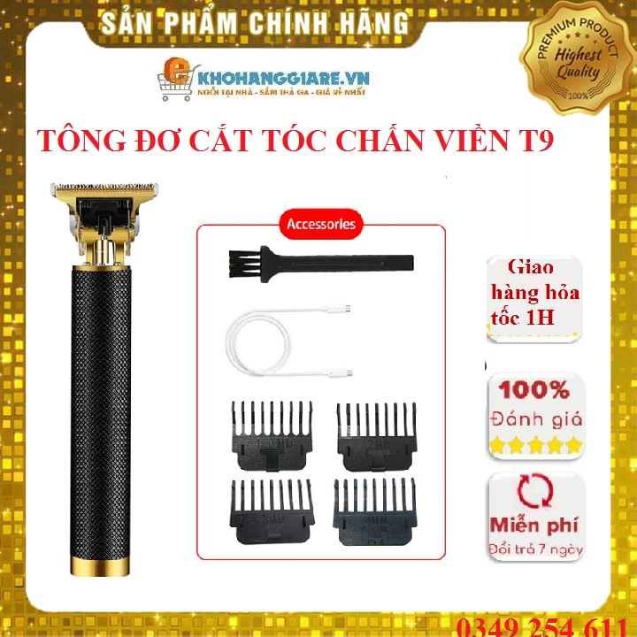 Tông Đơ Cắt Tóc Chấn Viền Tạo Kiểu Nghệ Thuật Phong Cách VINTAGE T9 Cao cấp,Công Suất Mạnh Mẽ Pin khủng 1200 mAh