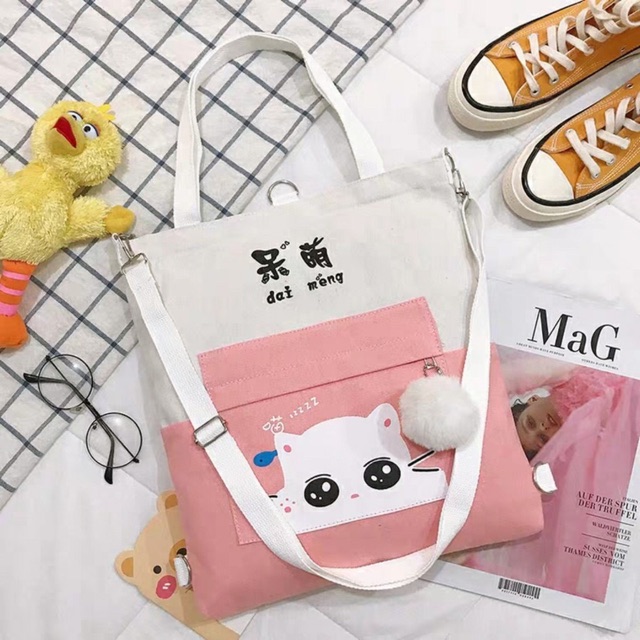 Túi Tote Mèo Mắt Long Lanh Mèo Cute