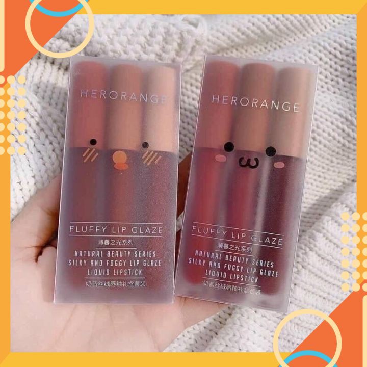 Sét 3 Cây Son Kem HEROANGE Fluffy Lip Glaze Siêu Lì , Siêu Xinh [Chuẩn Nội Địa] | BigBuy360 - bigbuy360.vn