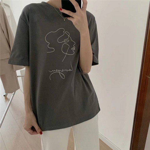 Áo phông Cô gái kèm chữ love you tay lỡ, áo thun form rộng 2T Unisex P9