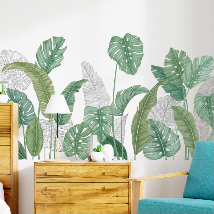 Decal dán tường trang trí - BỤI CÂY BẠC HÀ XANH MƯỚT HIỆN ĐẠI THANH LỊCH-BA2313
