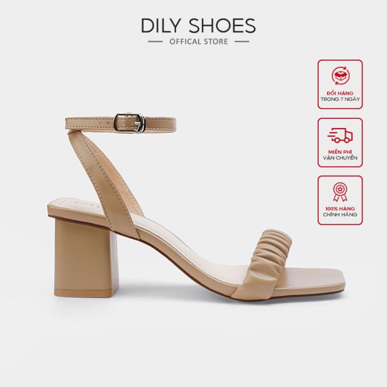 Giày Sandal DILY Gót Vuông Quai Nhún Cao 5cm_AA0284 {