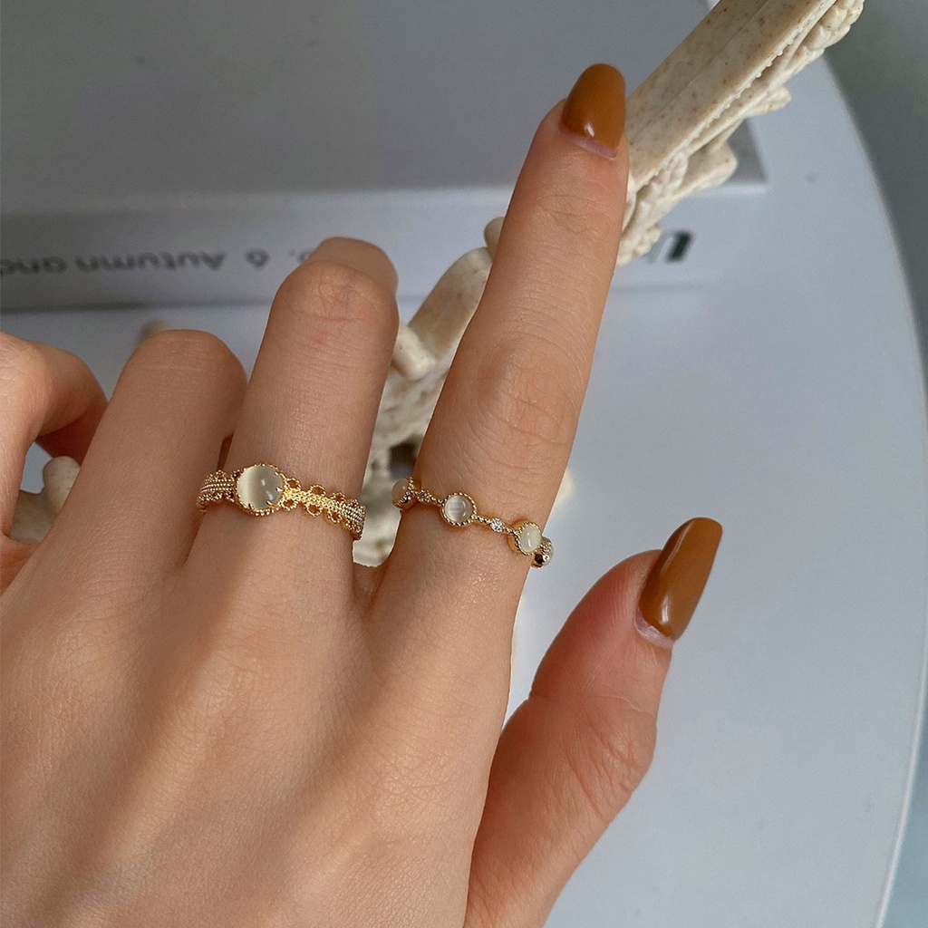 Nhẫn Bạc Đính Đá Opal Phong Cách Thời Trang Hàn Quốc Cho Nữ