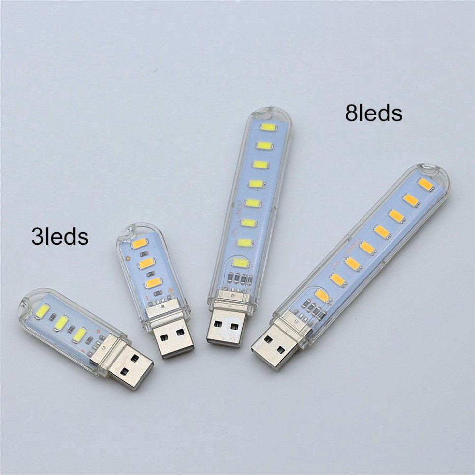(xả kho) Thanh đèn LED usb siêu sáng mini gồm 3/8 bóng thiết kế cổng cắm USB thích hợp để bàn