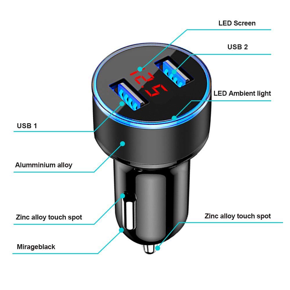 Tẩu sạc ô tô sạc nhanh 3.1A mới 2020