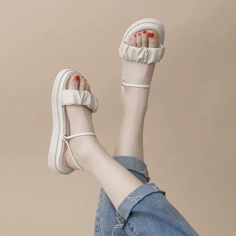 Giày Nữ Sandal Đế Bằng 3P Quai Bèo Chắc Chắn Bền Đẹp 100