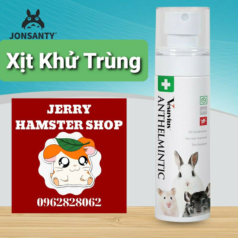 [Mã 155FMCGSALE giảm 7% - tối đa 100K đơn 500K] [Jonsanty]Xịt kháng khuẩn,khử mùi 100ml cho hamster và thú cưng nhỏ