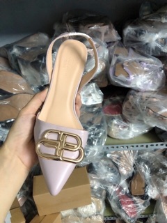 Sandal da mềm mũi nhọn khóa BB gót 6p