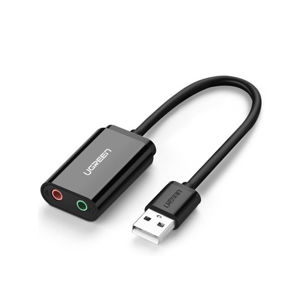 USB sound - Card Sound UGREEN 30724 - Cáp Chuyển USB Ra 2 Cổng Mic và Tai Nghe không cần driver