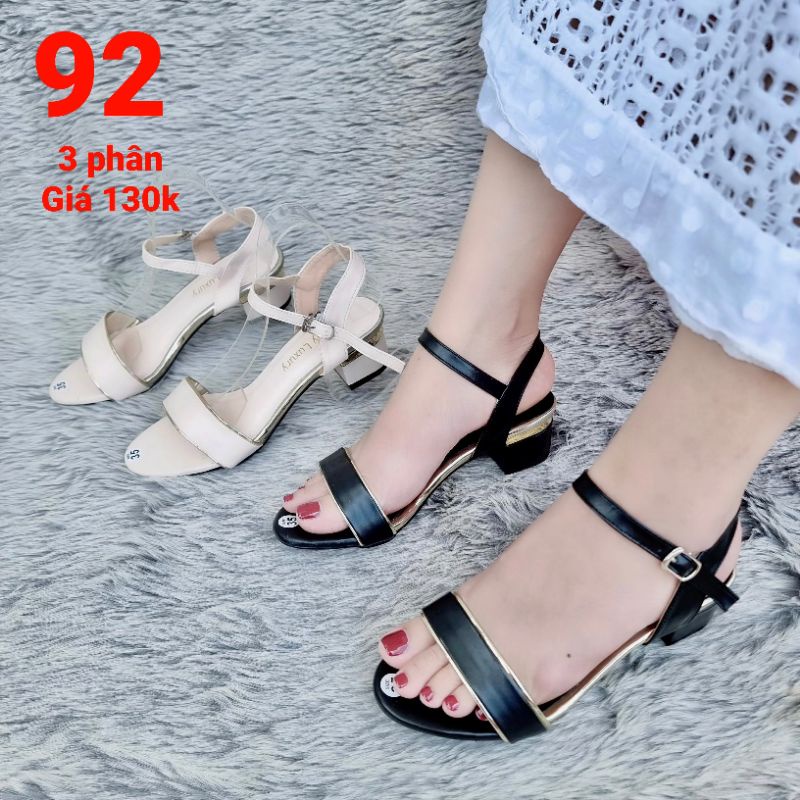 Sandal Cao Gót Nữ 3 Phân Chất Liệu Da - MS 092