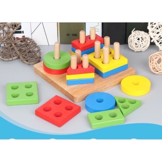 Đồ chơi thả hình 4 cọc montessori