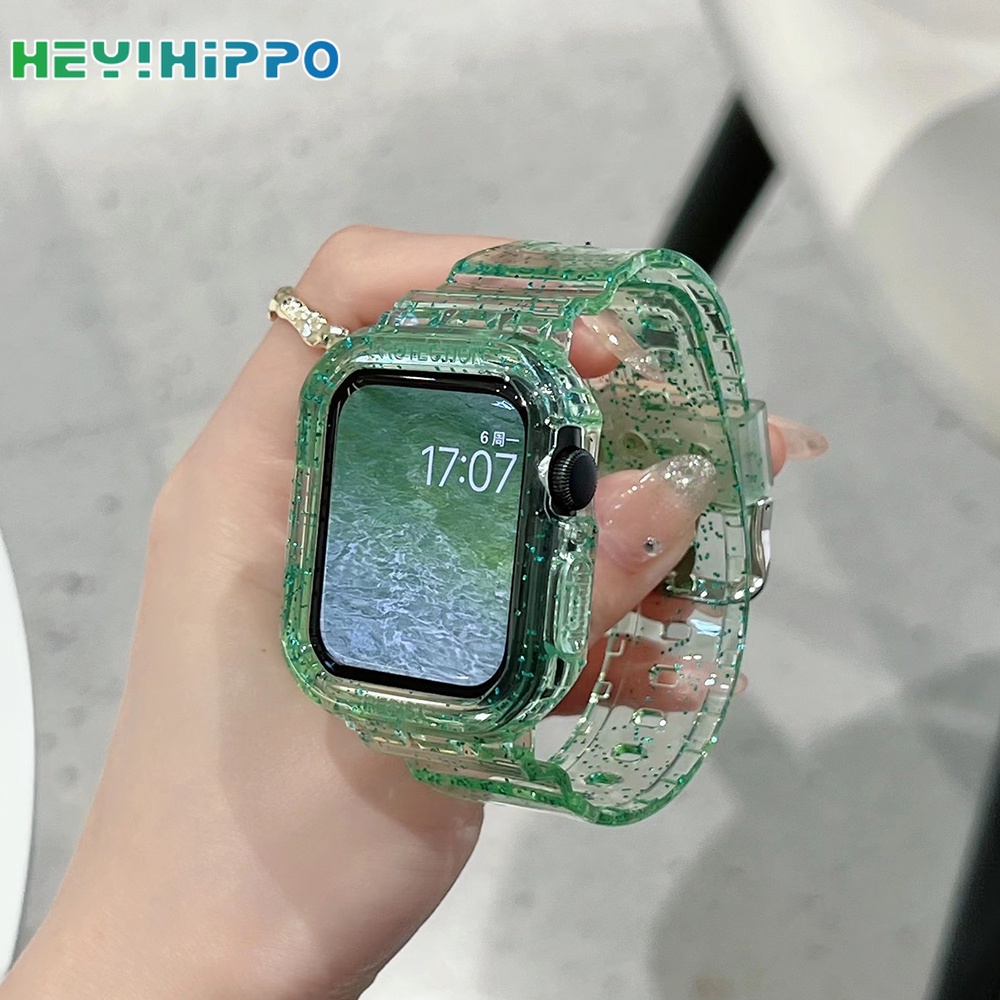 Dây Đeo Trong Suốt Lấp Lánh Cho Đồng Hồ Thông Minh iwatch 45 / 44 / 42 / 41 / 40 / 38mm Series 7 / 6 / SE / 5 / 4