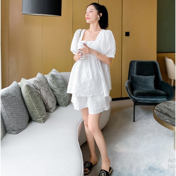 Set Áo Quần Bầu Bộ Bầu Đùi Xốp Xinh SAQ61