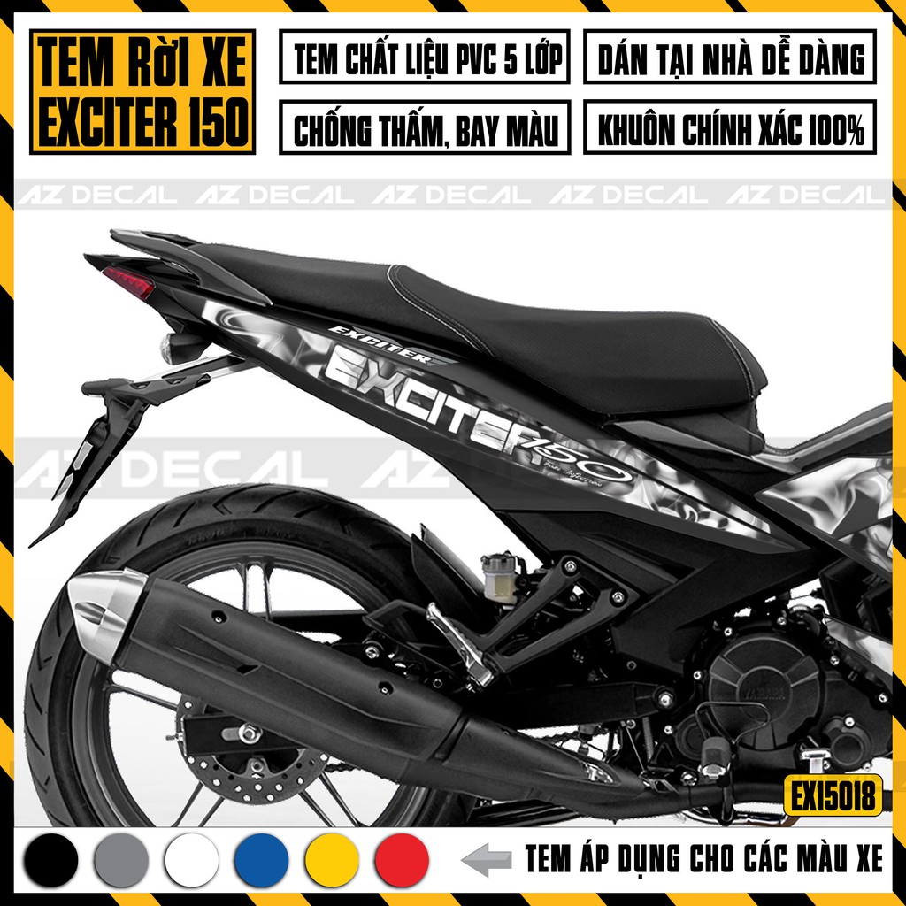Tem Xe Exciter 150 Mẫu Vân Khói | EX15018 | Tem Rời Ex 150 Cao Cấp Chống Nước, Decal Chống Bay Màu