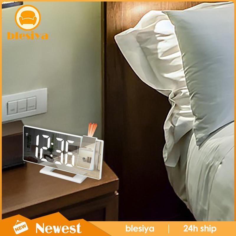 [Blesiya] Đồng Hồ Báo Thức Kỹ Thuật Số Với Đèn LED Chiếu Gắn Tường
