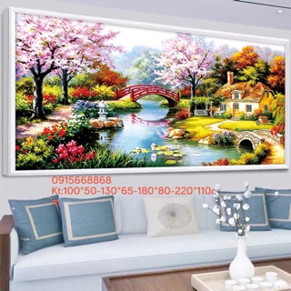 Tranh thêu kín Tổ ấm hạnh phúc kt 130-65cm
