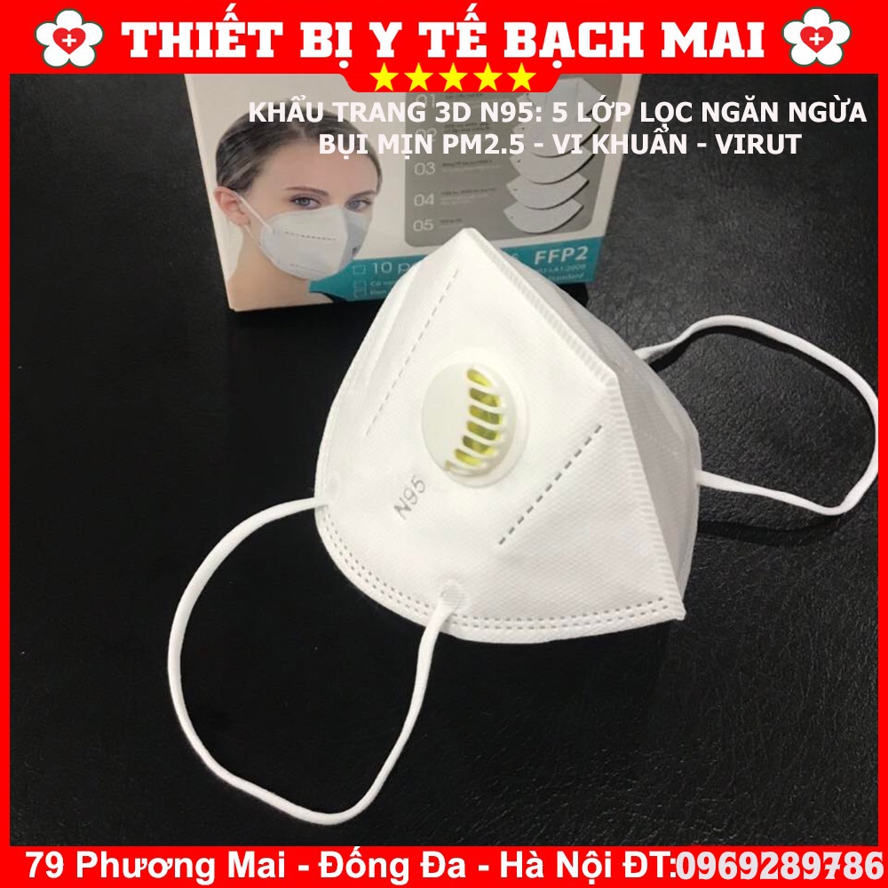 [Lẻ 01 Chiếc] Khẩu Trang 3D N95 NEWERA GLOBAL 5 Lớp Lọc Kháng Khuẩn, Ngăn Bụi Mịn, Có Van Thở