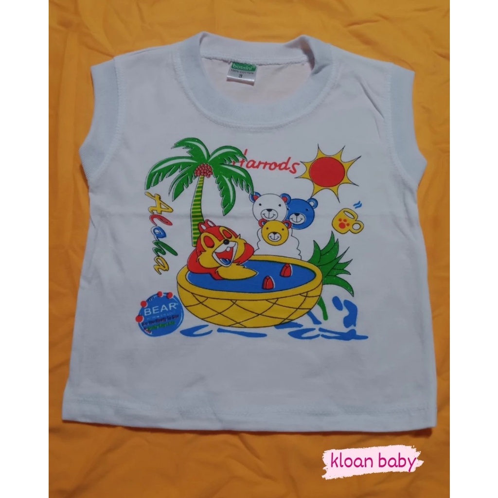 Áo sát nách trắng sơ sinh Bossini 100% cotton