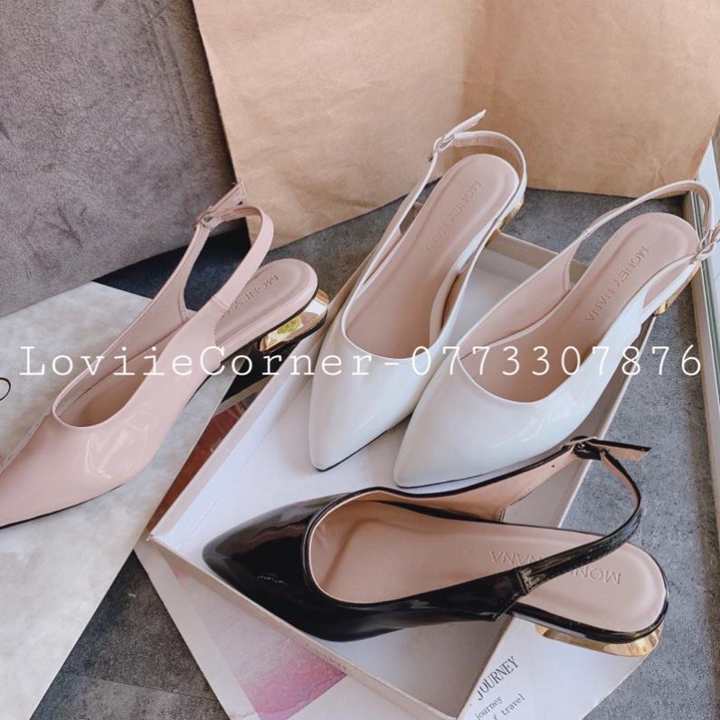 GIÀY BỆT NỮ MŨI NHỌN LOVIIECORNER - GIÀY BÚP BÊ NỮ GÓT VUÔNG - SỤC NỮ MŨI NHỌN ĐẾ VUÔNG DA BÓNG S201203 ️🎣