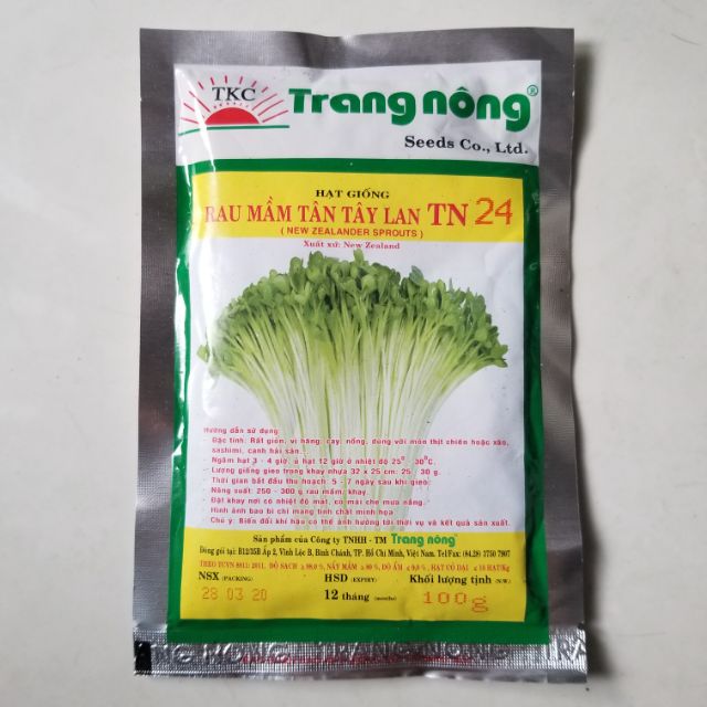 Gói 100gr hạt gióng Rau mầm Tân Tây Lan TN24 - rau mầm củ cải trắng Trang Nông