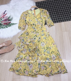 Váy hoa vạt tầng