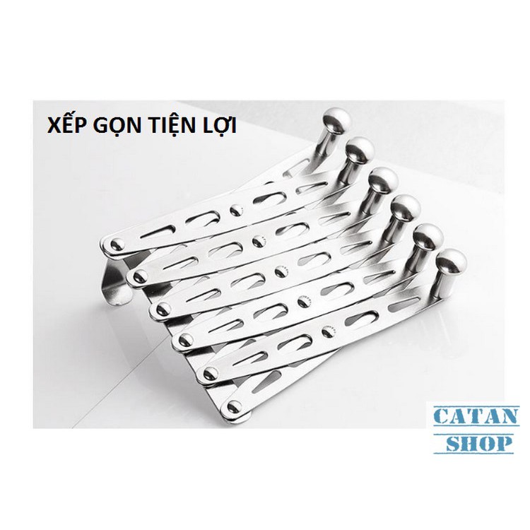 Móc INOX Treo Đồ Sau Cửa xếp gọn, móc treo cửa phòng,cửa tủ bếp, tủ quần áo siêu tiện lợi