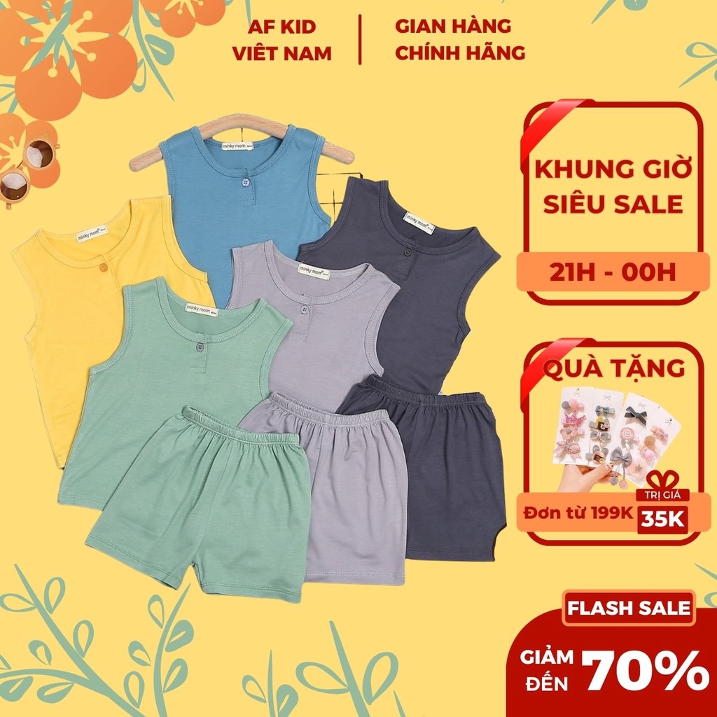 Bộ áo ba lỗ xách nách cúc giữa cho bé trái bé gái chất liệu cotton thun lạnh cao cấp AFKID Việt Nam