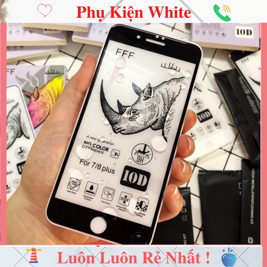 Kính cường lực iphone Tê Giác  full màn 10 iphone 7/8/7plus/x/xsmax/11/12/13/pro/max/promax [TÊ GIÁC]